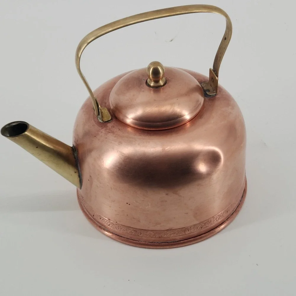 Vintage Coppercraft Guild Copper Tea Kettle Teapot Taunton Mass Brass Handle